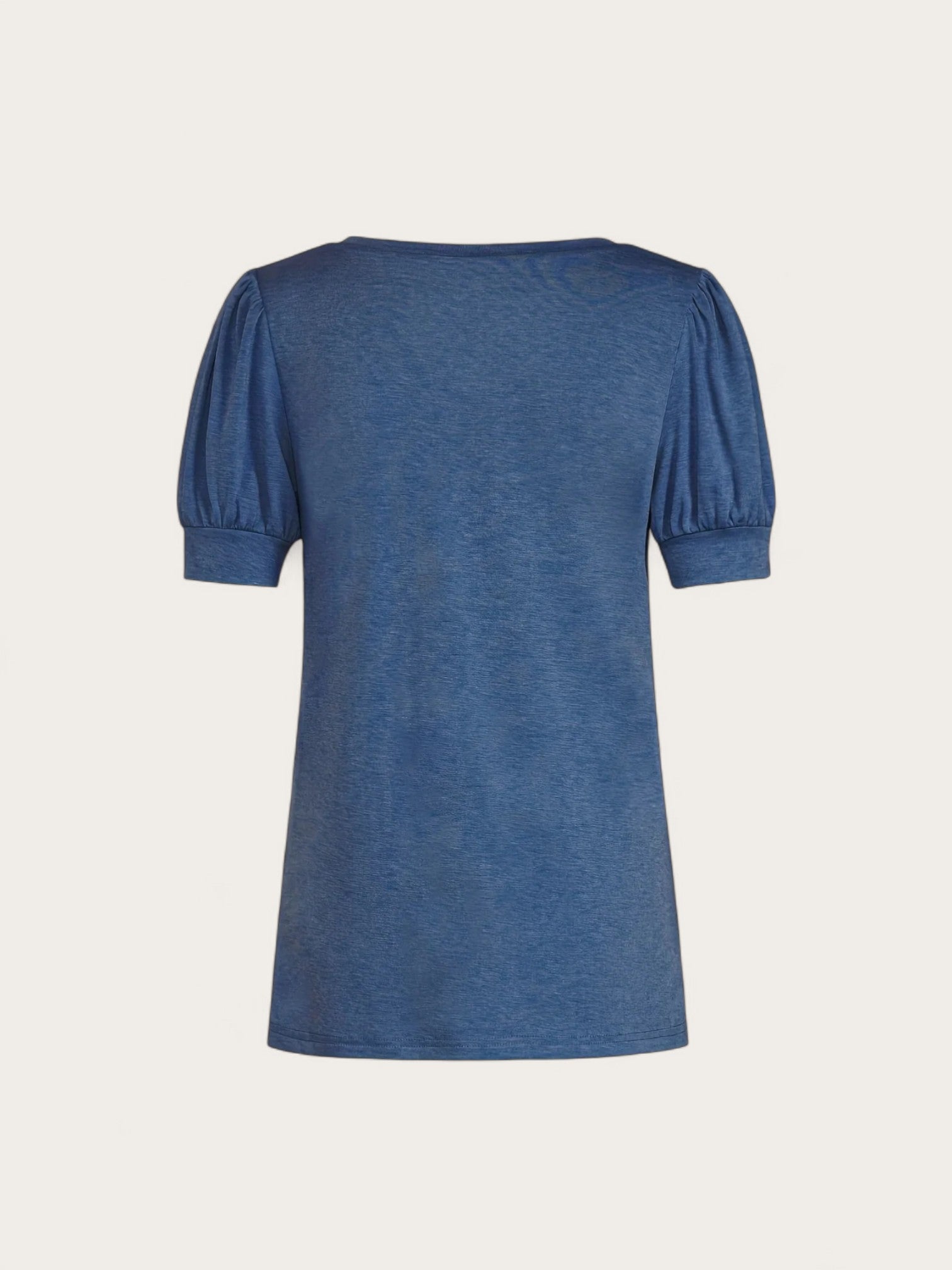 Klasyczny Letni T-shirt Z Dekoltem W Serek Dla Kobiet | Bufiaste Rękawy