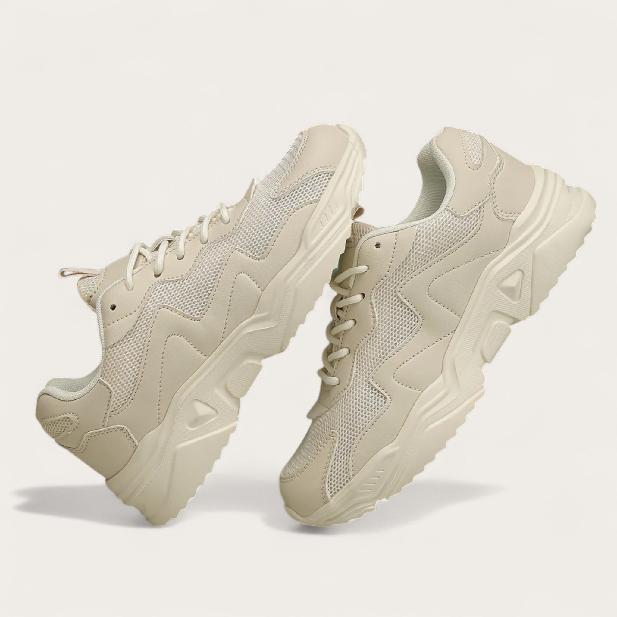 Modne Sznurowane Sneakersy Damskie | Gruba Podeszwa
